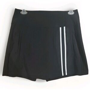 Kinona Wrap Skort L Black Zip Pockets Athletic Tennis Pickleball Italian Fabrics